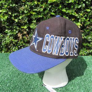 Vintage NFL Dallas Cowboys Apex One Black Block Letter Snapback Baseball Hat Cap